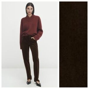 NWT. Massimo Dutti Brown Corduroy Straight Fit Needlecord Trousers. Size 2.